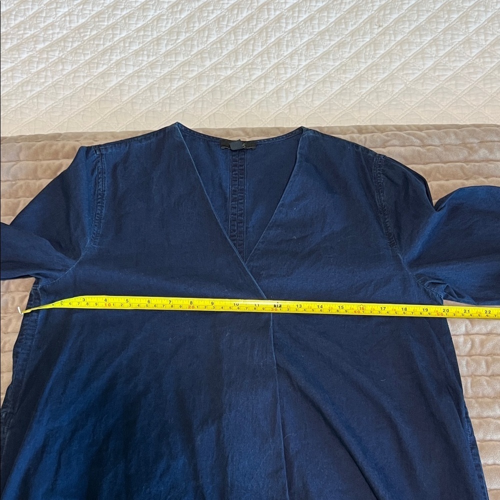 COS Oversized Washed 100% Cotton/Light Denim Blue Cocoon Dress with Pockets - Picture 9 of 9